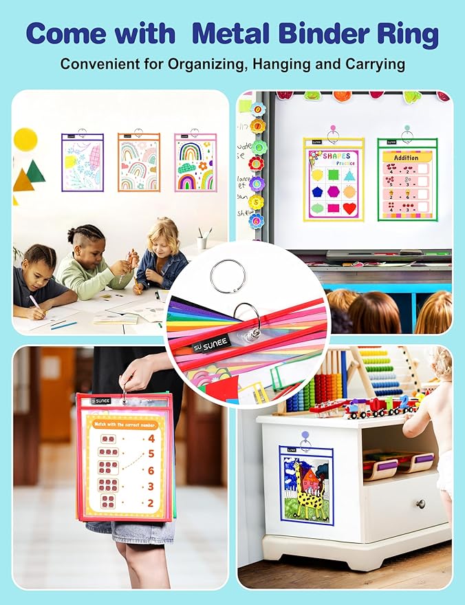 SUNEE 35 Packs Oversized Reusable Dry Erase Pocket Sleeves - Image 6