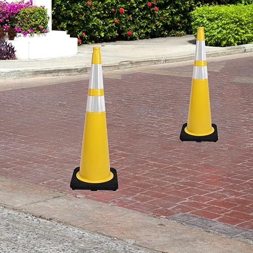 6 Pack 36 Inch Yellow Heavy Duty Traffic Cones Black Base Stable, Professional - Image 6
