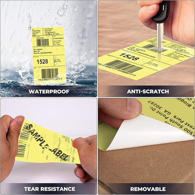 Yellow Thermal Labels 3 × 5 Inch Vinyl Self-Adhesive Fanfold Direct Shipping - Image 6