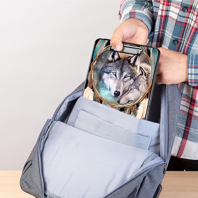 Dream Catcher Wolf Heavy Duty Foldable Plastic Storage Clipboard - Image 7
