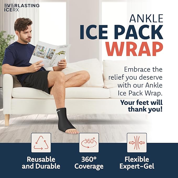 Ankle Ice Pack Wrap for Swelling, Reusable Foot Ice Pack Wrap - Image 2