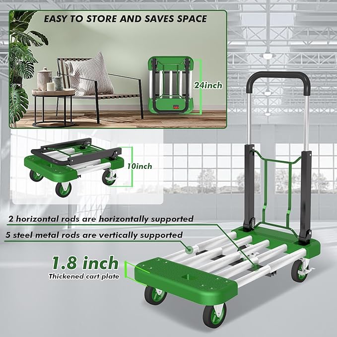 WarmyouHaul Pro Folding Hand Truck, 441LBS Capacity, Adjustable Platform & - Image 5