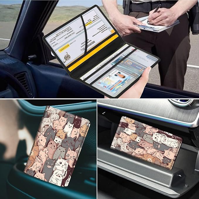 Car Registration and Insurance Holder, Leather Car Glove Box Organizer - Image 7