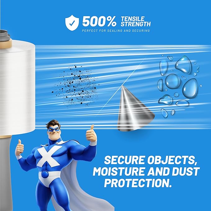X-Wrap 6-Pack x 80 Gauge x 4”inch x 800ft, Mini Clear Stretch Wrap Film - Image 2