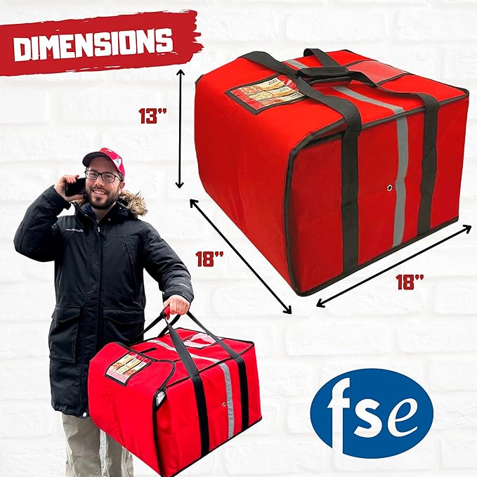 FSE Insulated Pizza Food Delivery Bag Carrier, 18 Inch x 18 Inch x 13 Inch - Image 2