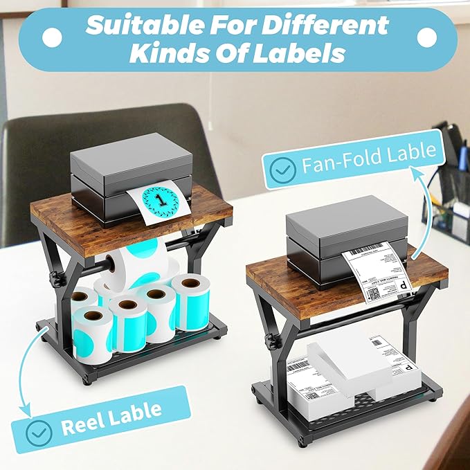 Thermal Label Holder for Rolls and Fanfold Labels, Wooden Sticker Roll Holder - Image 3