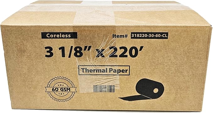 3 1/8 x 220 Thermal Paper Receipt Rolls fits all Clover POS Cash Register - Image 4