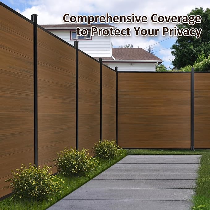 6ft x 6ft Outdoor Privacy Fence, Tall Wind Resistant Covering, Wood Plastic - Image 3