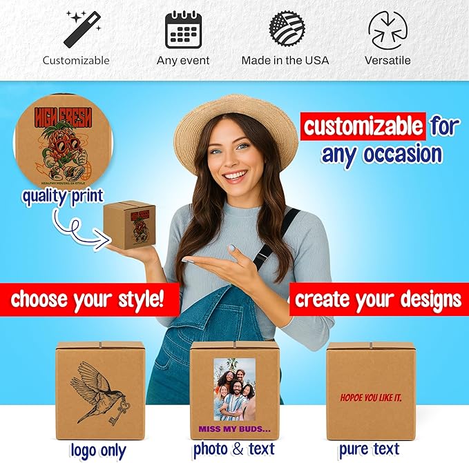 MT Products Custom Printed Kraft Cardboard Shipping Boxes 4" x 4" x 4" - Image 7