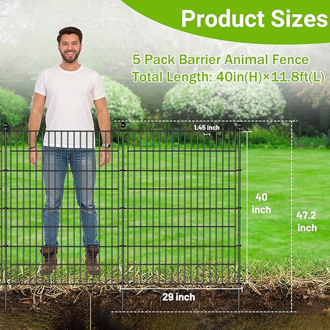 5 Panels No Dig Decorative Outdoor Garden Fence - Image 2