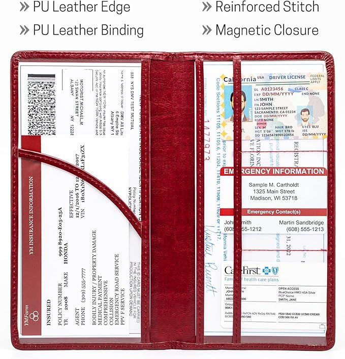 CANOPUS Car Registration and Insurance Holder, PU Leather Card Holder, Vehicle - Image 4