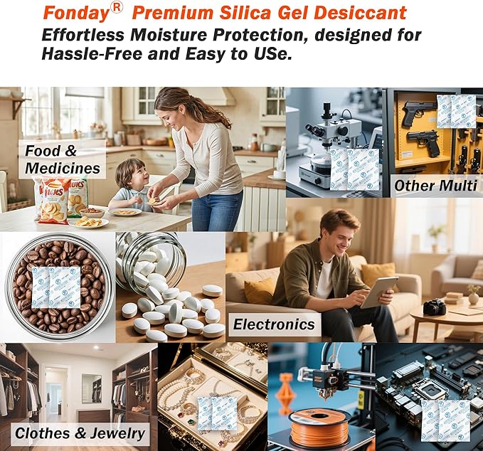 5g x 100 Packs Fonday Food Grade Silica Gel Desiccants Packs Moisture Absorbers - Image 8