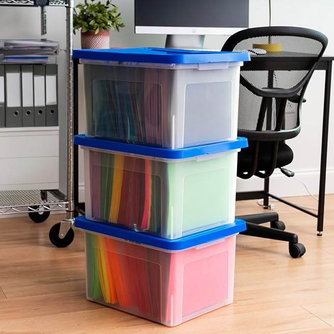 IRIS USA File Box, Plastic File Organizer Box - Image 4