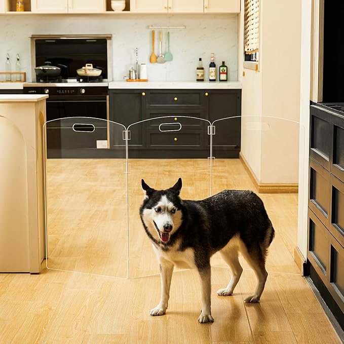 Modern Frame Clear Acrylic Freestanding Dog Gate - Image 2