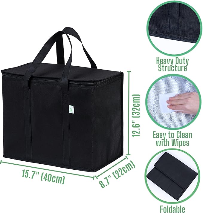 VENO 3 Pack Insulated Reusable Grocery Shopping Bag, Food Delivery, Cooler Bag - Image 2
