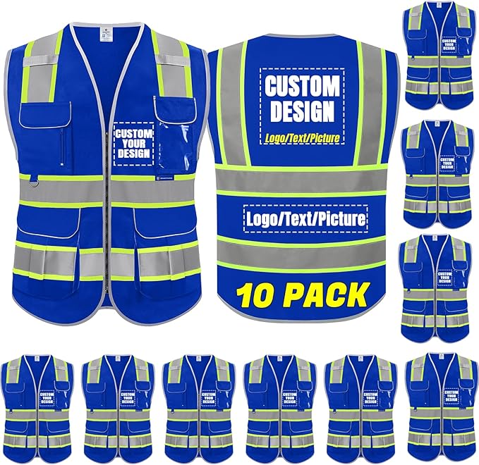 BeautyWill Custom Logo 10/20 Pack Safety Vest Class2 High Visibility Vest by BeautyWill