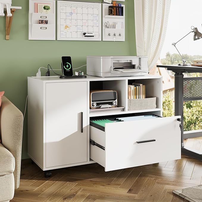 DEVAISE File Cabinet with Charging Station, 1-Drawer Lateral File Cabinets with - Image 2