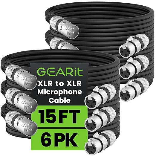 GEARit XLR Male to Female Microphone Cable 3-Pin Balanced Shielded Mixer by GEARit