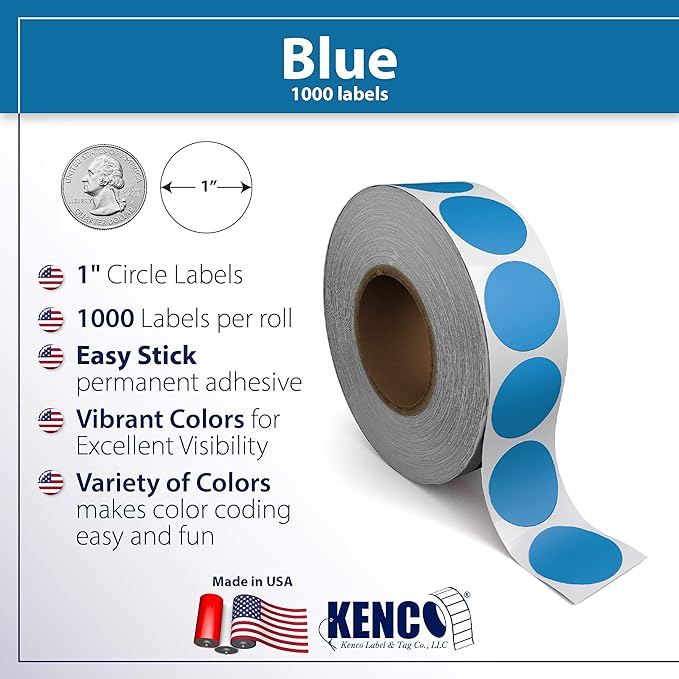 Kenco Color Coding Circle Dot Sticker Labels on a roll - Image 2