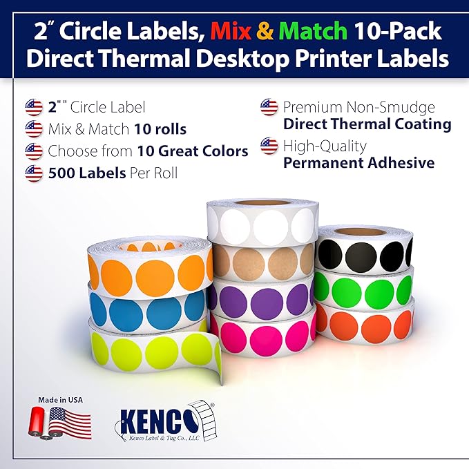 Kenco Color Coding Circle Dot Sticker Labels on a roll - Image 2