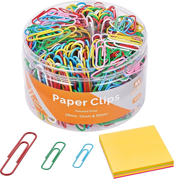 NEEWAY 450pcs Paper Clips Assorted Sizes by NEEWAY