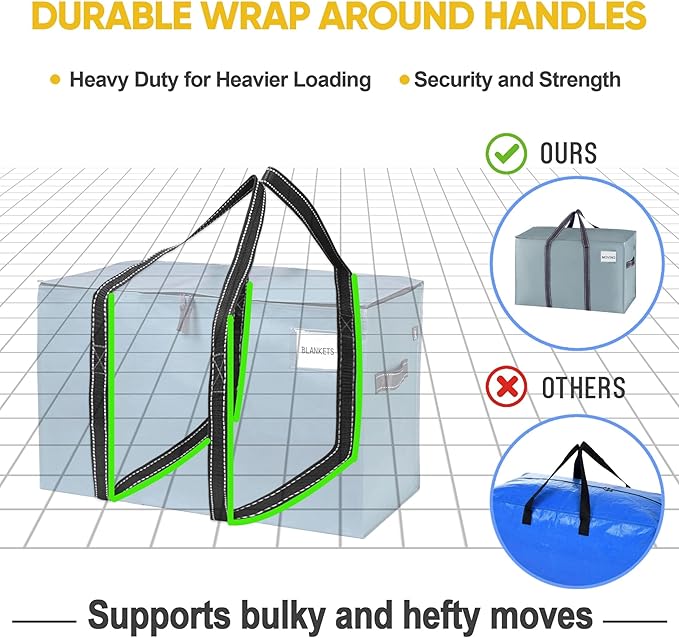 VENO 4 Pack Moving Bags and Large Christmas Storage Bins - Image 5