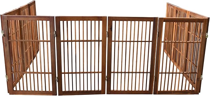 Pet Dog Gate Strong and Durable Freestanding Folding Acacia Hardwood Portable - Image 9