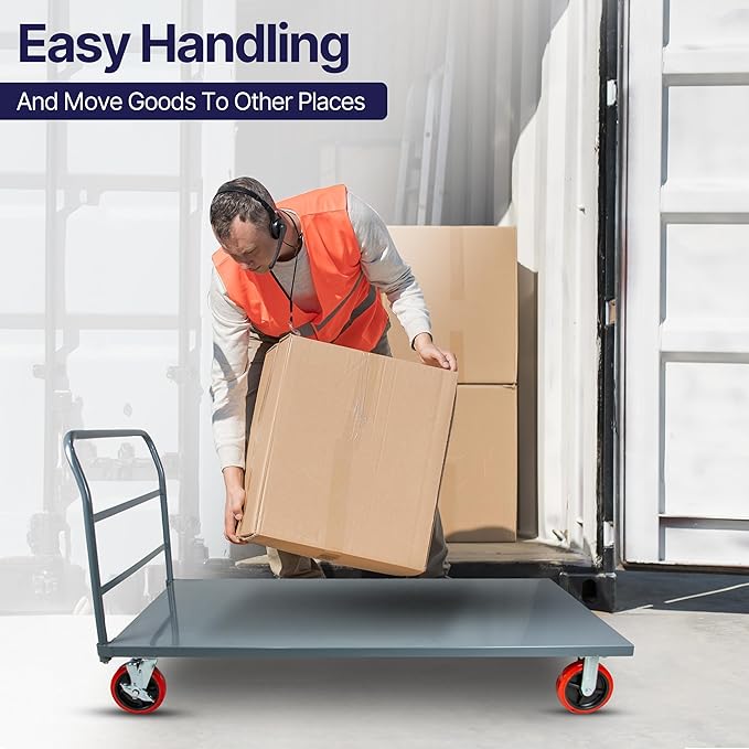 Flatbed Platform Cart Industrial Dolly – Heavy Duty 72” x 36” Hand Push Truck - Image 6