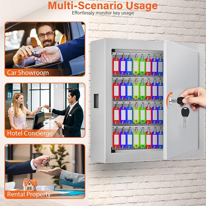 100 Keys White Key Cabinet, Anti-Theft Key Lock Box - Image 5