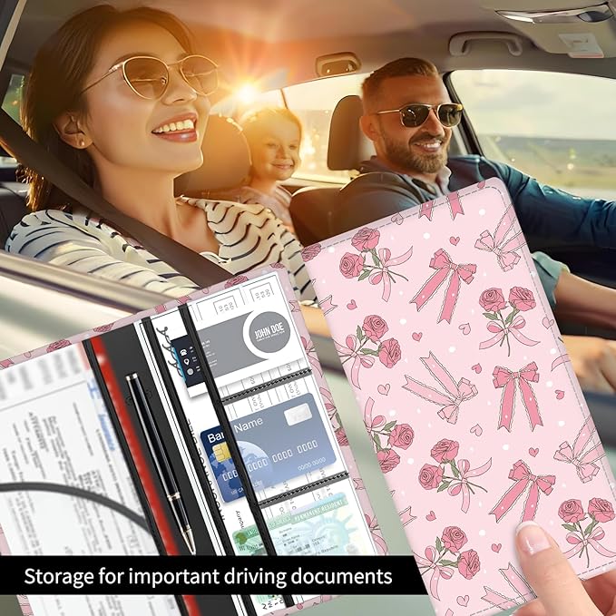 Premium Car Registration and Insurance Card Holder, Cute PU Leather Car - Image 2