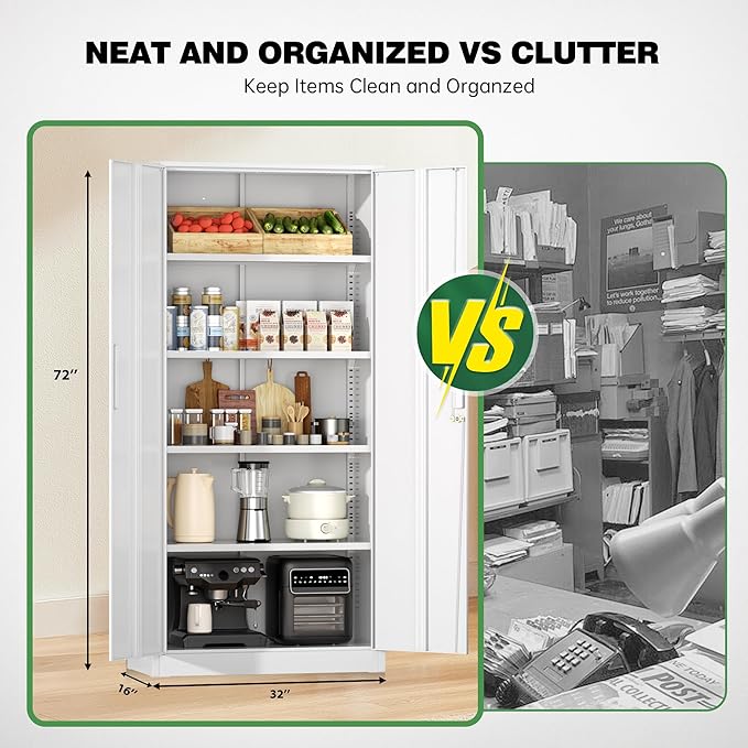 Greenvelly Metal Garage Storage Cabinet, Steel Lockable Storage Cabinet - Image 6