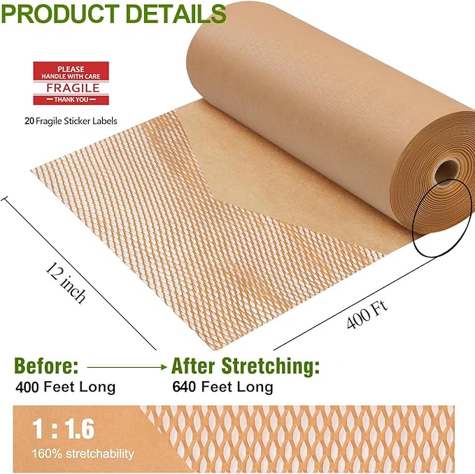 Honeycomb Packing Paper, Recyclable Honeycomb Paper Bubble Paper Wrapping - Image 2