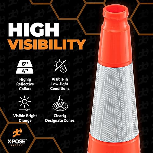 Xpose Safety 36 Inch Orange Slim Line Traffic Cones Heavy Duty 12lb - Image 6