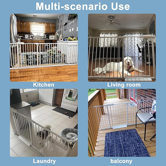 ALLAIBB Extra Wide Pressure Mount Baby Gate Auto Close White Metal Child Dog - Image 5