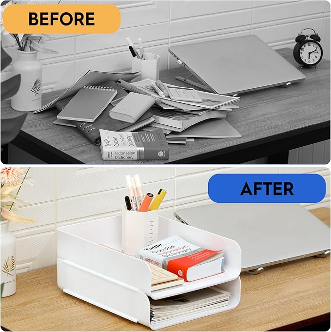 Letter Tray, PET Letter Tray Desk Organizer, Stackable Document Organizer - Image 6