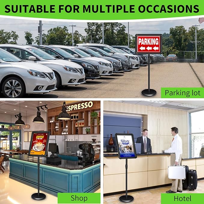 2Packs Adjustable Pedestal Sign Holder Stand 11''x17'', Floor Standing Poster - Image 9