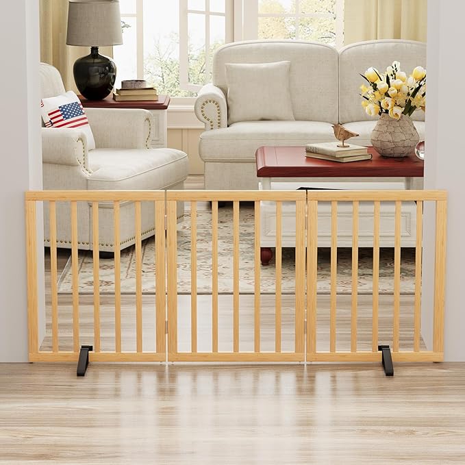 Dog Gates for Doorways Stairs, Foldable Freestanding Pet Gate, Dog Fences Indoor - Image 3