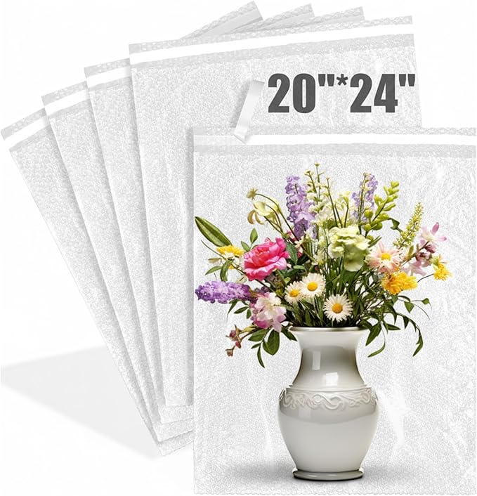 5 Pack Self Seal 20 x 24 Inch Bubble Bags Extra Large Clear Bubble Cushioning by Dunzoom