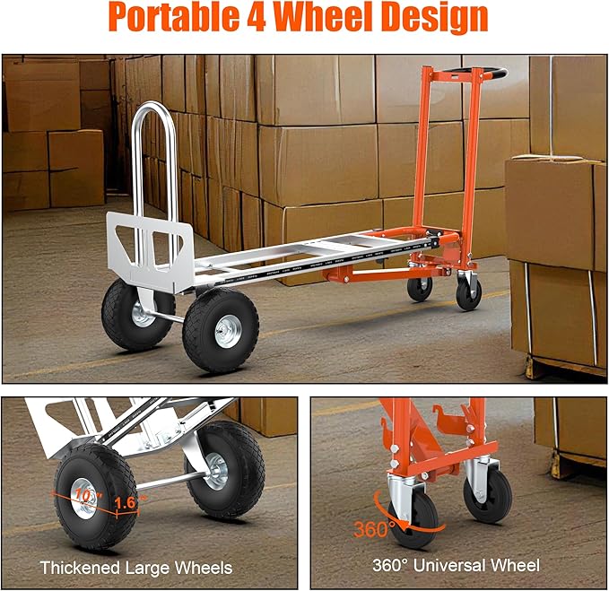 3 in1 Convertible Hand Truck, Folding Aluminum Hand Trucks 880lb Load Appliance - Image 6