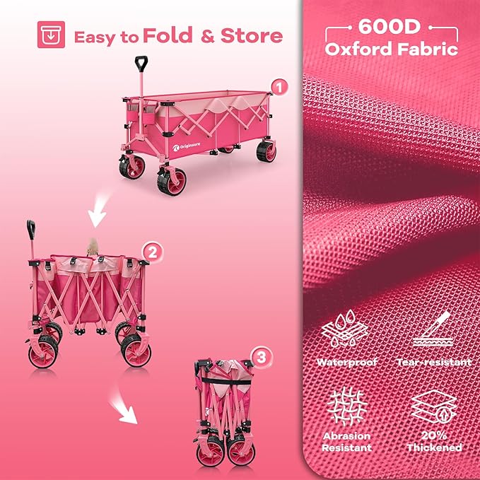 48" L Collapsible Wagon Cart Foldable, 560lbs Weight Capacity 300L Heavy Duty - Image 9