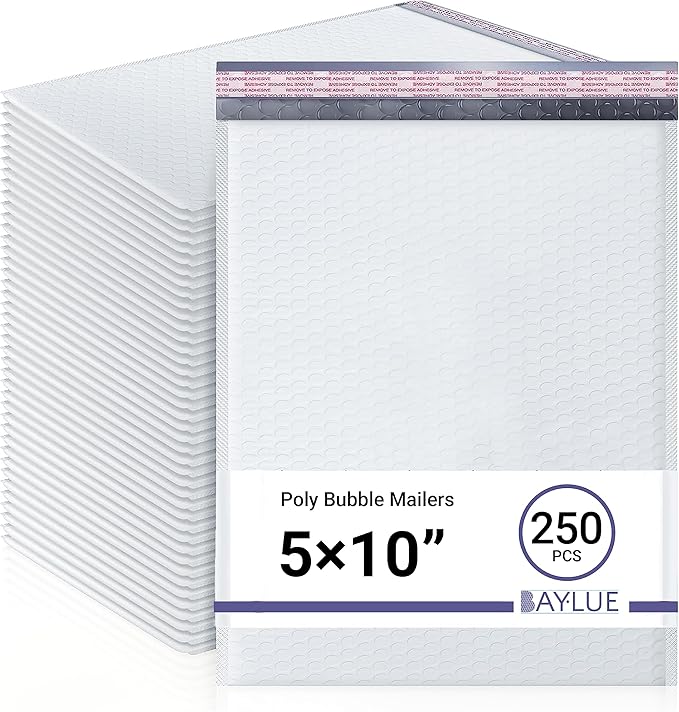 White Small Poly Bubble Mailers 5x10 inch #00 | Self Seal Padded Envelopes | by BAYLUE