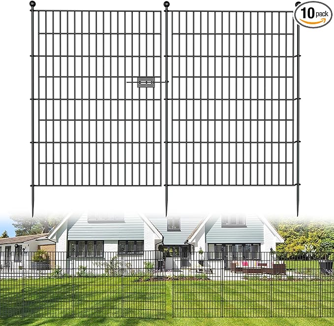10 Panels No Dig Decorative Outdoor Garden Fence by SecureSpacesCleanerPlaces
