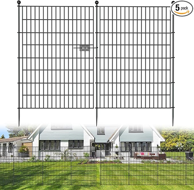 5 Panels No Dig Decorative Outdoor Garden Fence by SecureSpacesCleanerPlaces