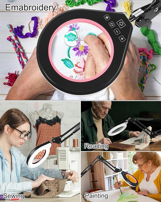 10X & 5X Magnifying Glass with Light, Ultra Long Swing Arm, 5 Colors & 10 - Image 8