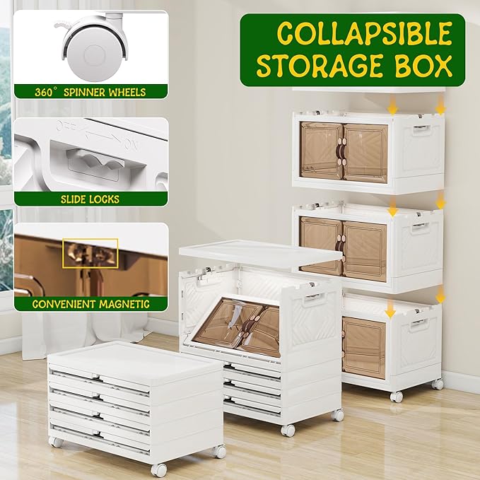 Storage Bins with 2 Lids and Wheels, 942QT-157QT*6Tier Collapsible Bathroom - Image 3