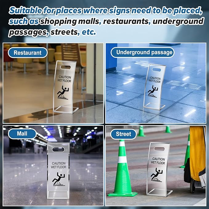 2 Packs 24 Inch Caution Wet Floor Sign Sturdy Acrylic Safety Warning Signs - Image 6