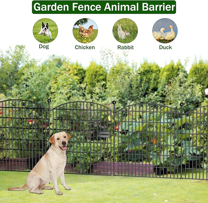 Decorative Garden Fence with Gate, 5 Panels - 32 in x 11.8 ft No Dig Dog Fence - Image 3