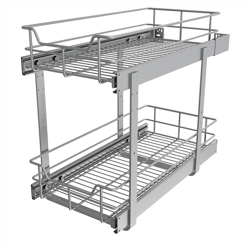 2 Tier Pull Out Cabinet Organizer 11" W X 22" D, Slide Out Drawers by STORKING