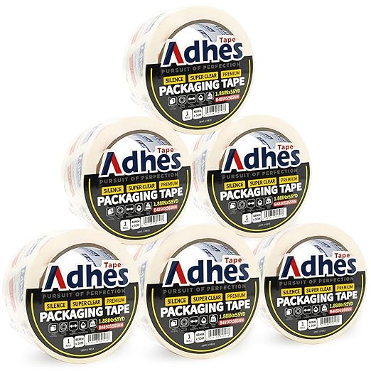 ADHES No Noise Clear Packing Tape, 1.88 Inch x 55 Yards x 6 Rolls, 2.6mil Heavy by ADHESTAPEPERSUITOFPERFECTION