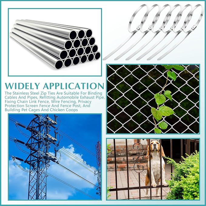 LEIFIDE 500 Pcs Metal Zip Ties 304 Stainless Steel Zip Ties Heavy Duty Self - Image 7